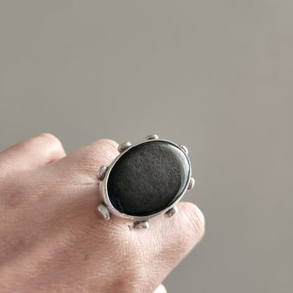 Anillo Obsidiana Ajustable grande