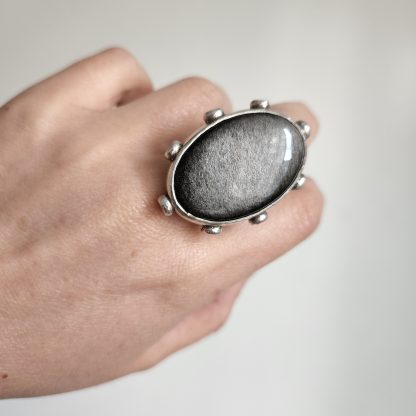 Anillo Obsidiana Ajustable grande - Imagen 3