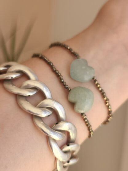 Pulsera Aguamarina Corazón con Pirita - Imagen 2