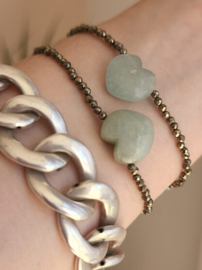 Pulsera Aguamarina Corazón con Pirita y Calcedonia - Imagen 2